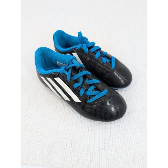 Adidas Soccer Cleats Boys 12 K Conquisto Black Blue Kids - Picture 2 of 12